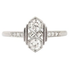 Vintage Art Deco Platinum Four-Stone Diamond Ring, circa 1935-1938