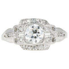 gc&g Art Deco Platinum G.C.
G Old European Cut Diamond Ring, circa 1920s
