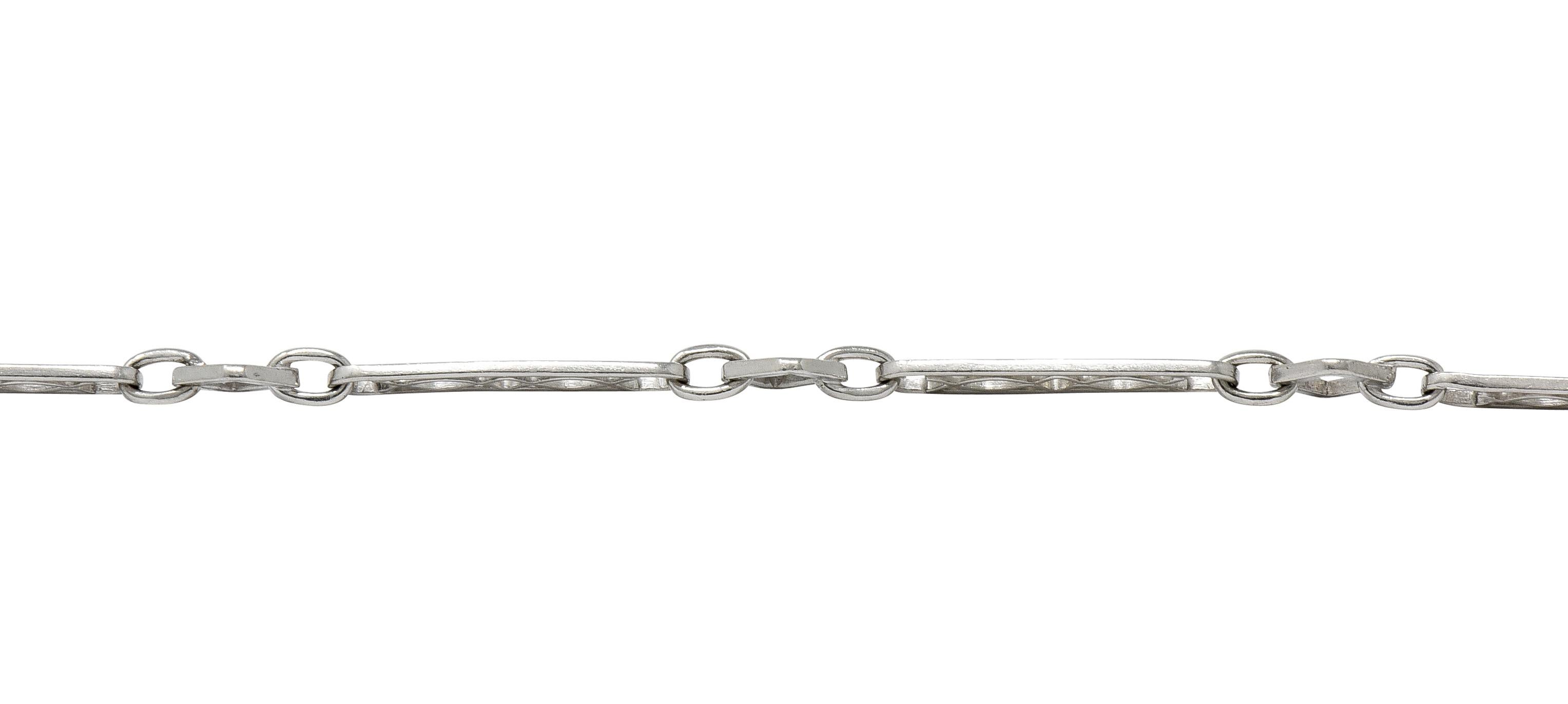 Art Deco Platinum Geometric Bar Link Chain Charm Bracelet 2