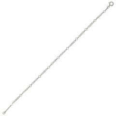 Art Deco Platinum Geometric Bar Link Chain Charm Bracelet