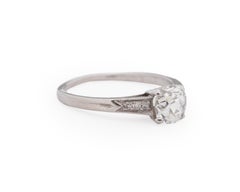 Art Deco Platinum GIA .96 Carat Antique Cushion Diamond Engagement Ring