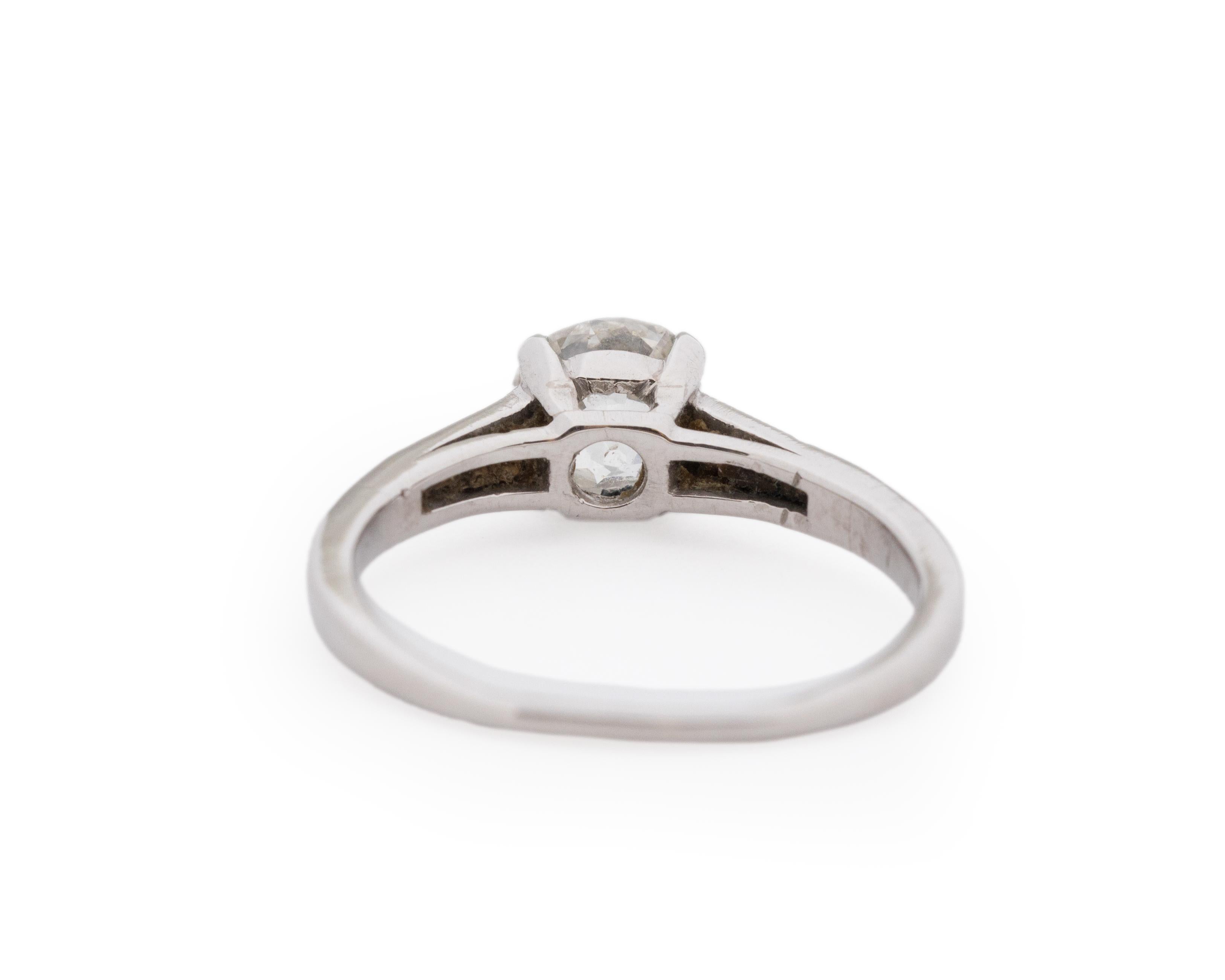 Art Deco Platinum GIA .96 Carat Antique Cushion Diamond Engagement Ring In Good Condition For Sale In Atlanta, GA
