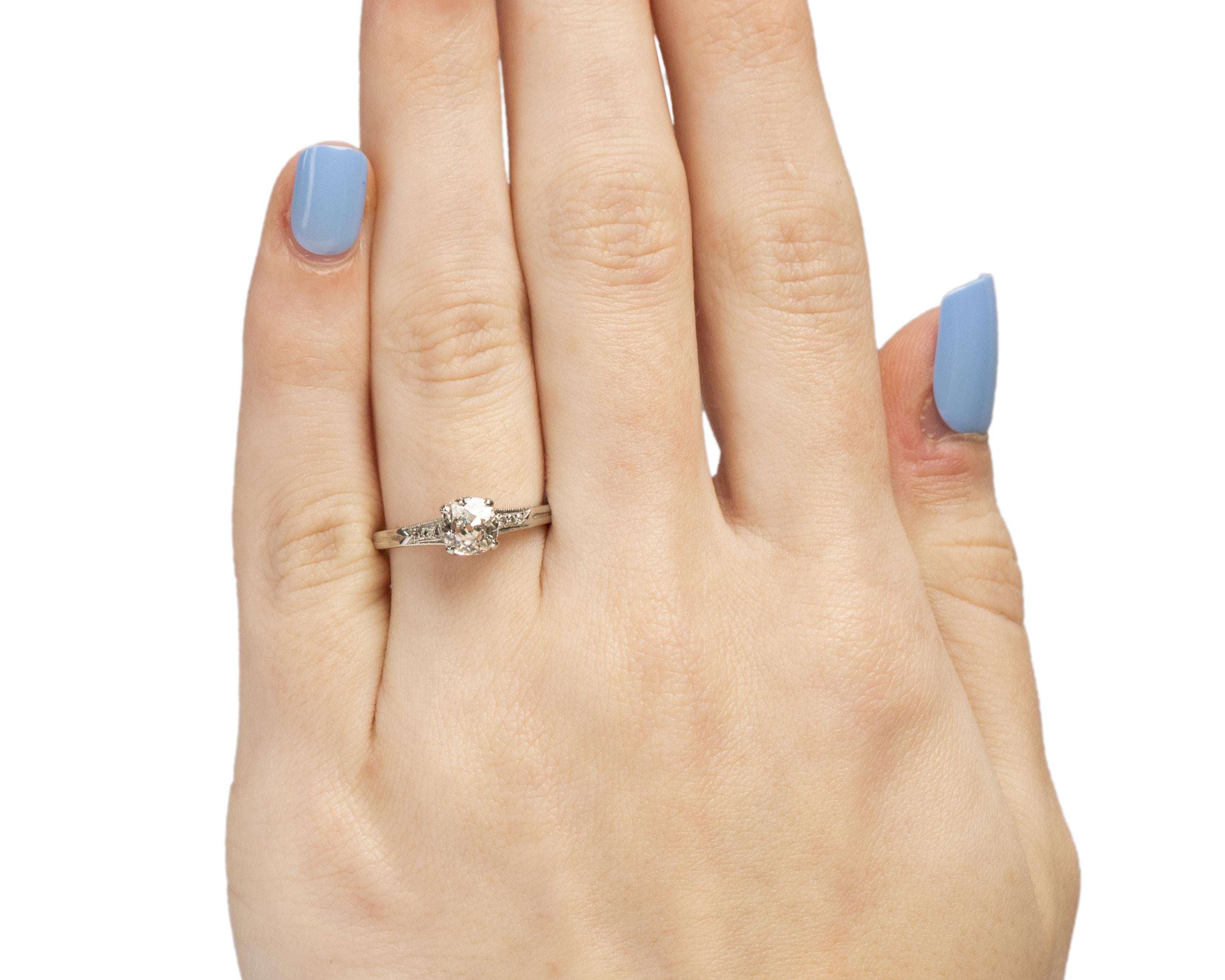 Women's Art Deco Platinum GIA .96 Carat Antique Cushion Diamond Engagement Ring For Sale