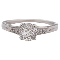 Art Deco Platin GIA .96 Karat Antiker Diamant-Verlobungsring mit Kissenschliff