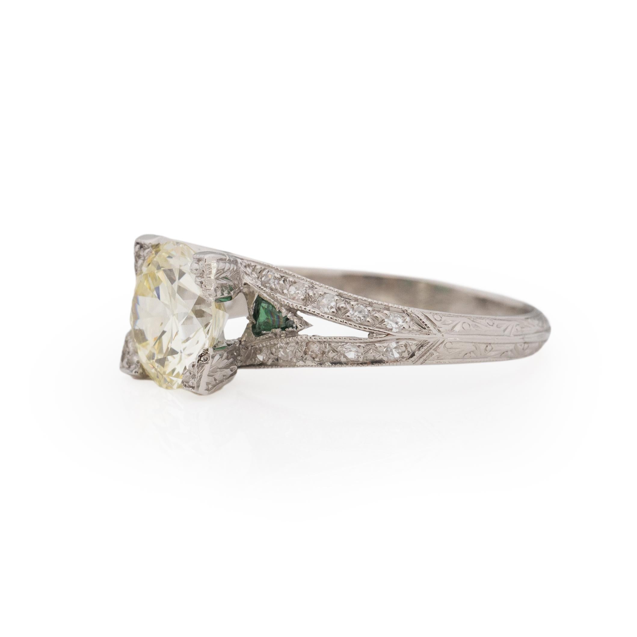 Art Deco Platinum GIA Brilliant Cut 1.86 Ct Vintage Split Shank Engagement Ring In Good Condition In Addison, TX