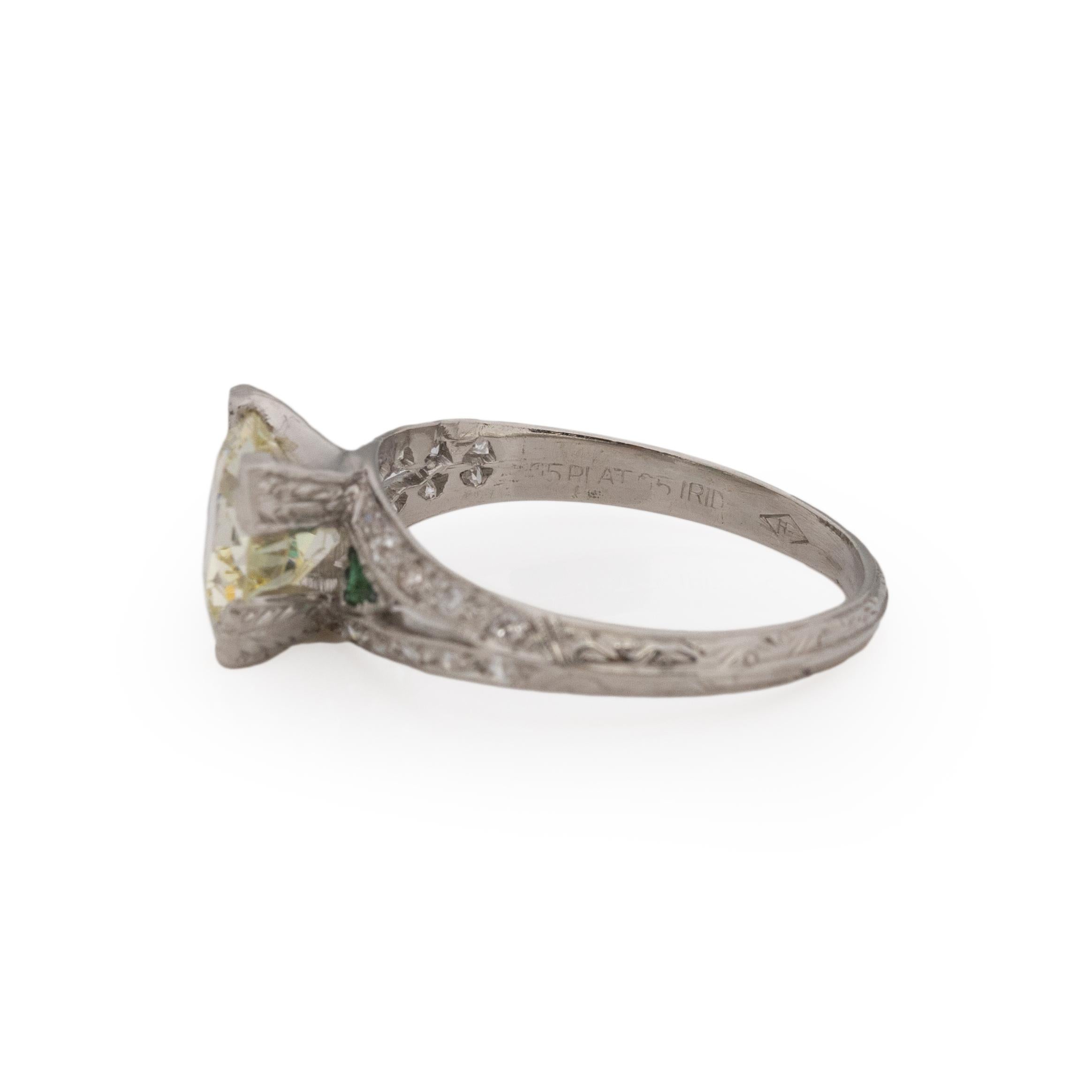 Women's or Men's Art Deco Platinum GIA Brilliant Cut 1.86 Ct Vintage Split Shank Engagement Ring