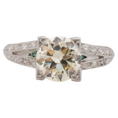 Art Deco Platinum GIA Brilliant Cut 1.86 Ct Vintage Split Shank Engagement Ring