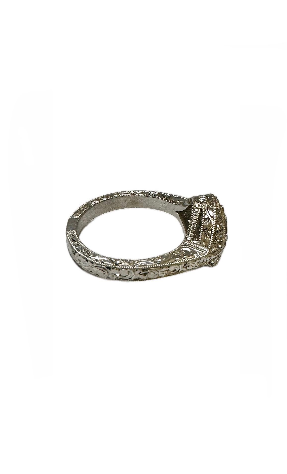 Art Deco Platinum GIA Certified 1.17 Carat Princess Cut Diamond Engagement Ring In New Condition For Sale In Los Angeles, CA