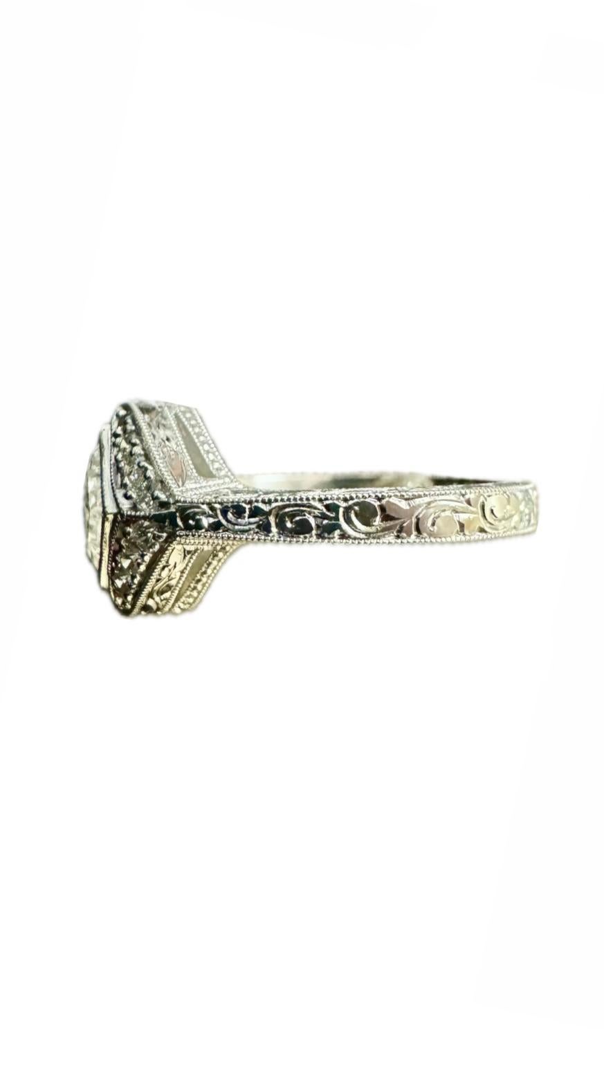 Art Deco Platinum GIA Certified 1.17 Carat Princess Cut Diamond Engagement Ring For Sale 4