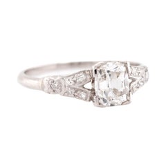 Art Deco Platinum GIA Diamond Engagement Ring 1.03ct