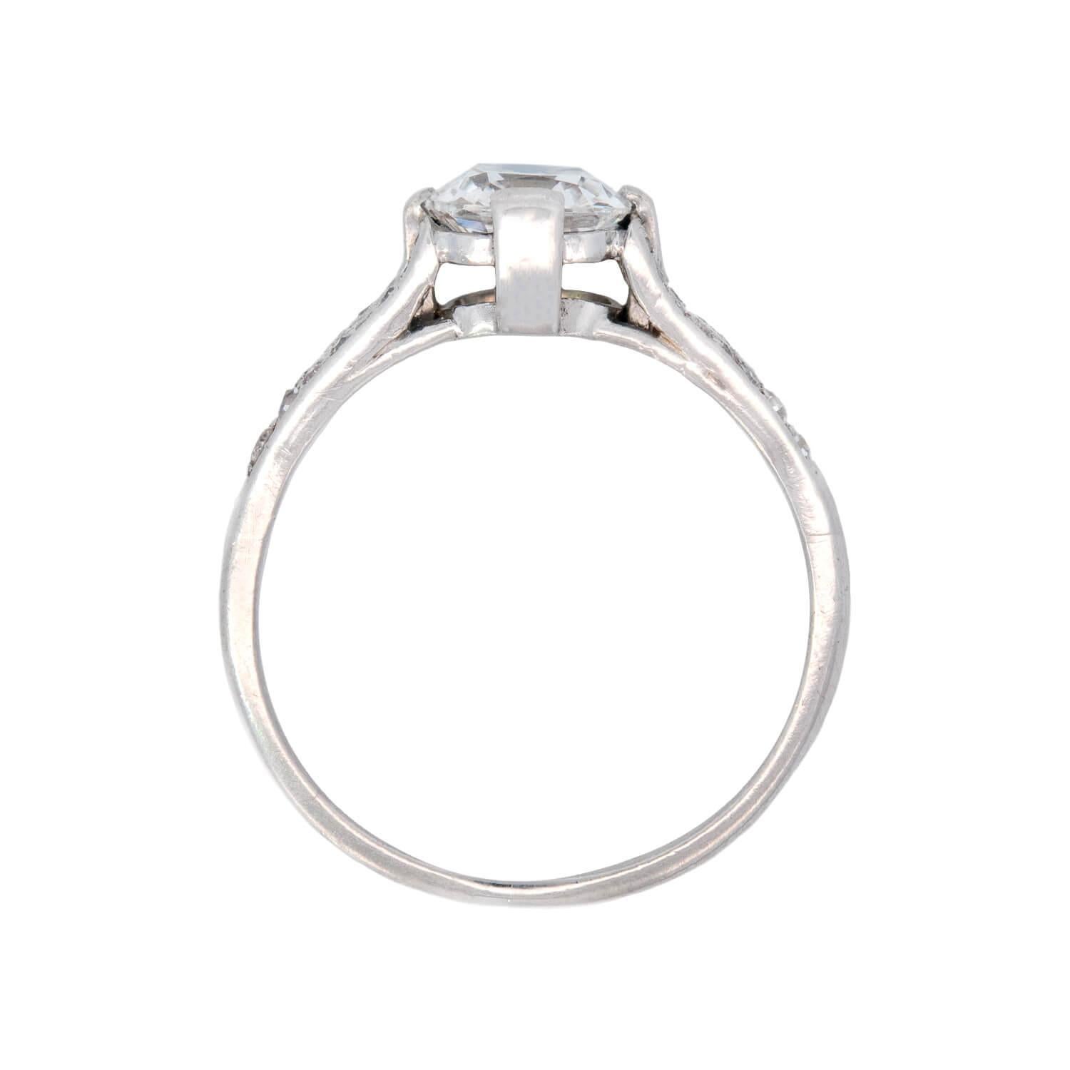 Anillo de compromiso de diamantes Art Déco en platino GIA 1,13 ct Sin cortar en venta