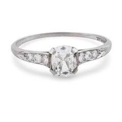 Anello di fidanzamento Art Deco in platino GIA con diamante da 0,80 ct.