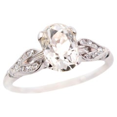 Art Deco Platinum GIA Oval Old Mine Cut Diamond Engagement Ring 1.20ct
