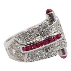 Art Deco Platinum Gold Diamond 1.35 Ct Ruby Ring, 1920 Art Deco Platinum Gold Diamond 1.35 Ct Ruby Ring, 1920