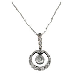 Art Deco Platin-Gold-Diamant-Anhänger-Halskette