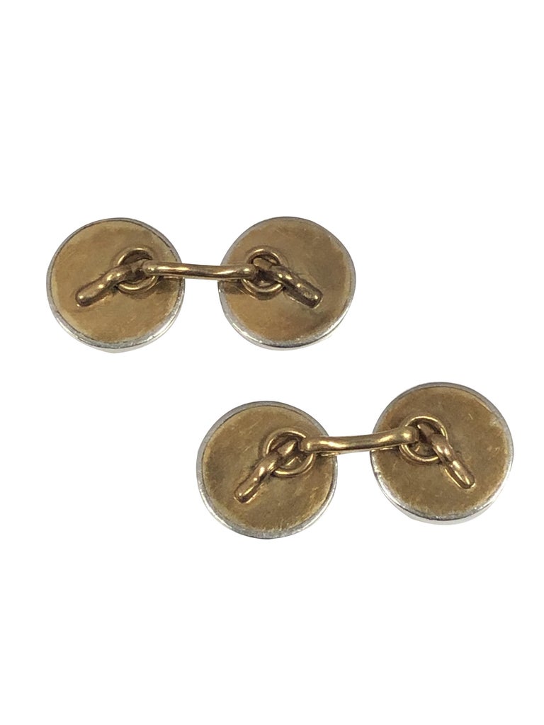 Boutons De Manchette Vintage LARTER – Platine 14K, Nacre, Diamants, Style Déco