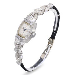 Reloj de cóctel Art Déco Hamilton Platino 1,08tcw Diamante Mujer