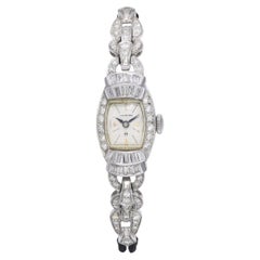 Reloj de cóctel Art Déco Hamilton Platino 1,08tcw Diamante Mujer