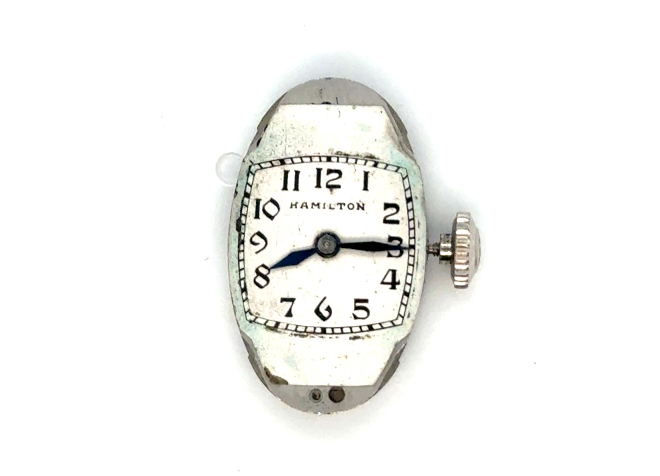Art Deco Platinum Hamilton Ladies Wrist Watch 1ct Mined Diamond Original 1937 en vente 1