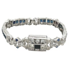 Art Deco Platinum Hidden Watch Bracelet – Diamonds 
Sapphires