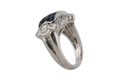 Art Deco Platinum Invisible-Set Sapphire & Diamond Ring