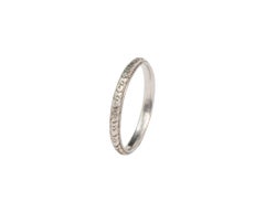 Art Deco Platinum Iridium Floral Design Carved Wedding Stackable Band