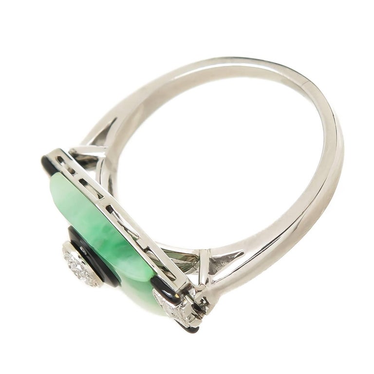 Art Deco Platinum Jade Diamond and Onyx Ring at 1stDibs | art deco jade ...