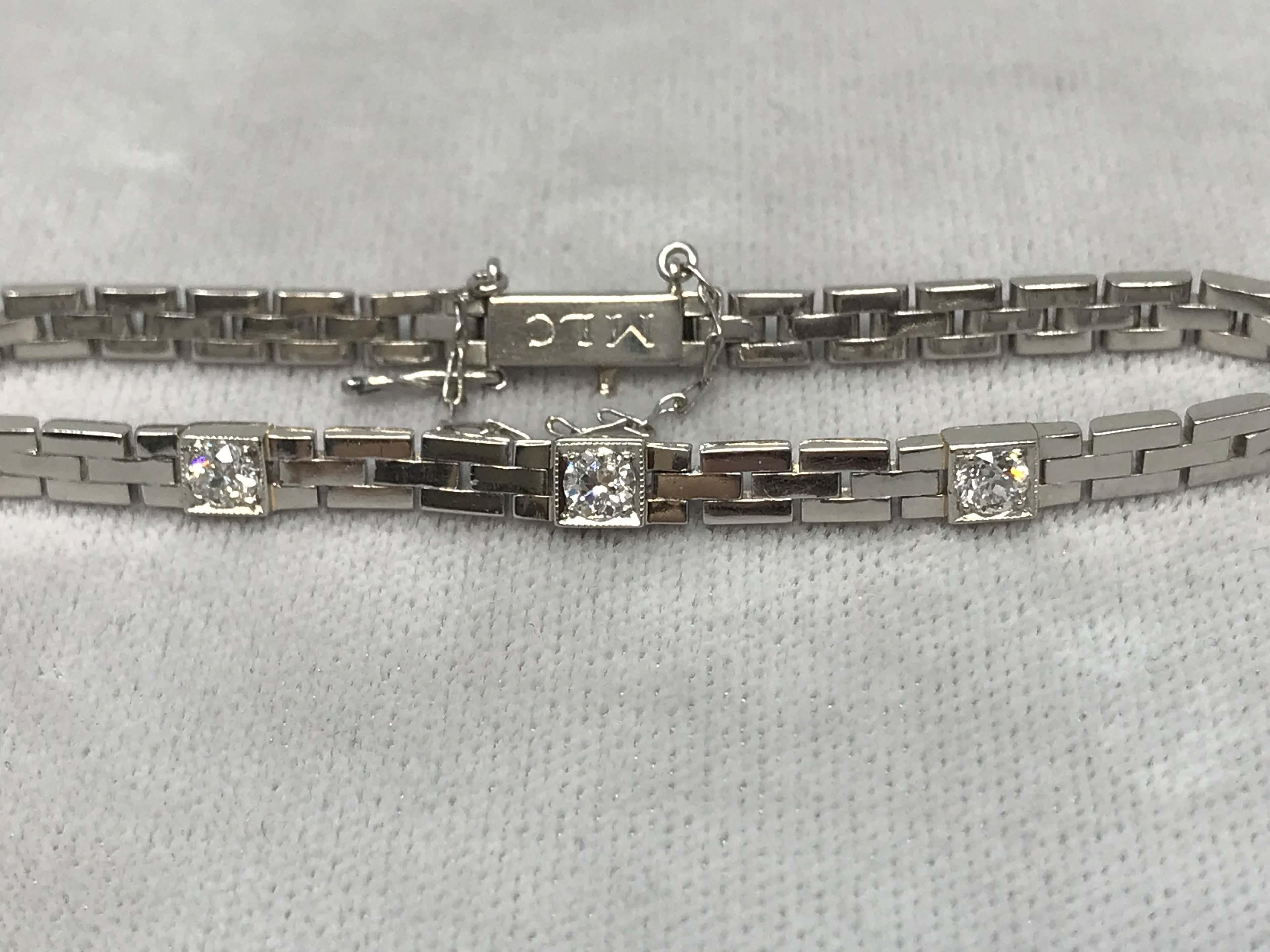 Women's Art Deco Platinum Ladies Bracelet with Diamonds For Sale