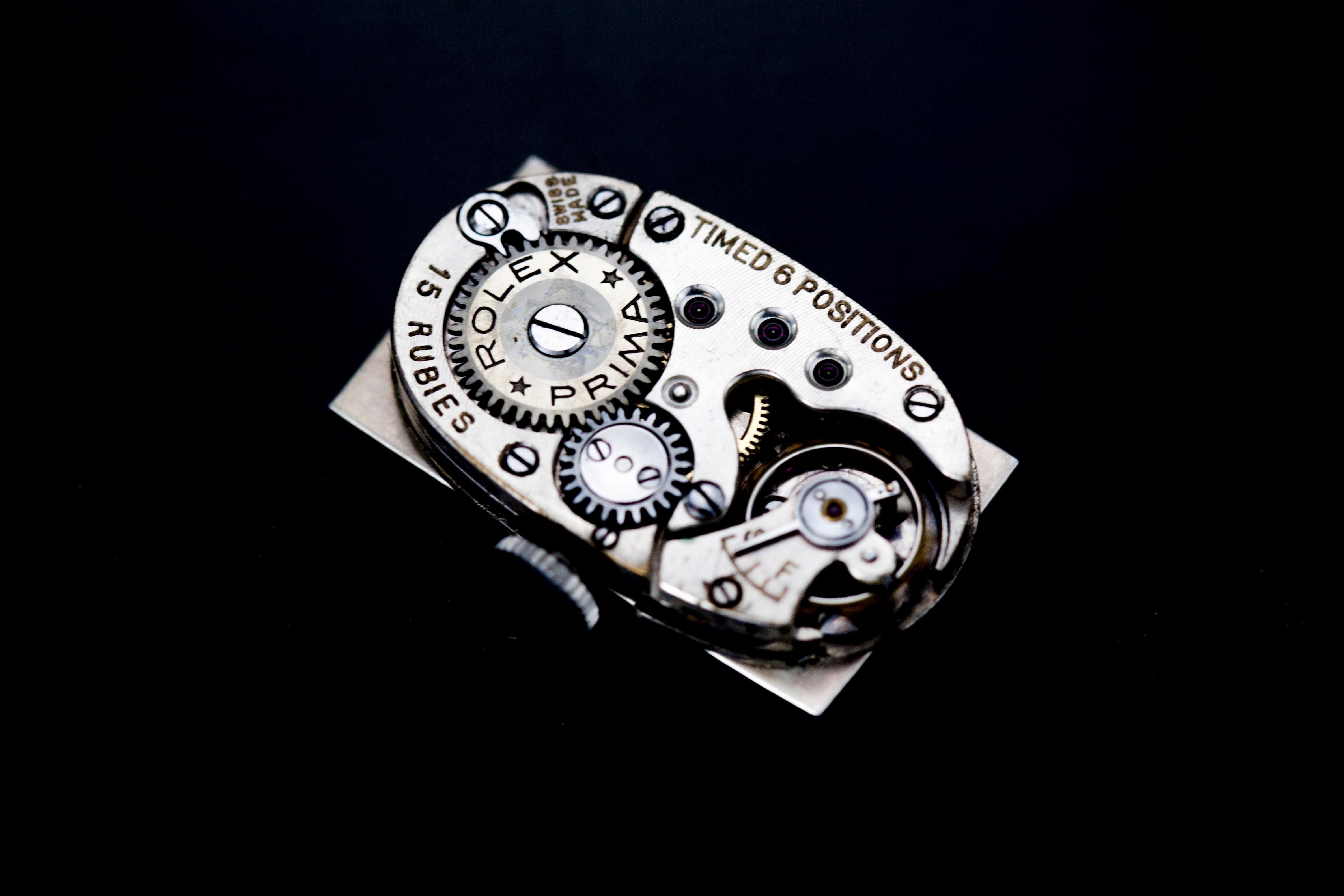 Art Deco Platinum Ladies Rolex Wristwatch, Set with Diamonds, Made in 1930s In Good Condition In Braintree, GB