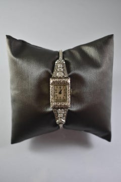 Orologio da polso da donna in platino Art Déco con diamanti