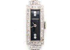 Art Deco Platin Longines Damen-Armbanduhr 1,25ct Mined Diamond Original 1932