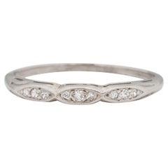 Art Deco Platinum Marque Shape Vintage Single Cut Diamond Wedding/Stackable Band
