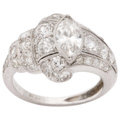 Art Deco Platinum Marquise Diamond Cocktail Ring