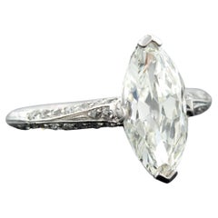 Art Deco Platinum Marquise Diamond Engagement Ring 2.03ct