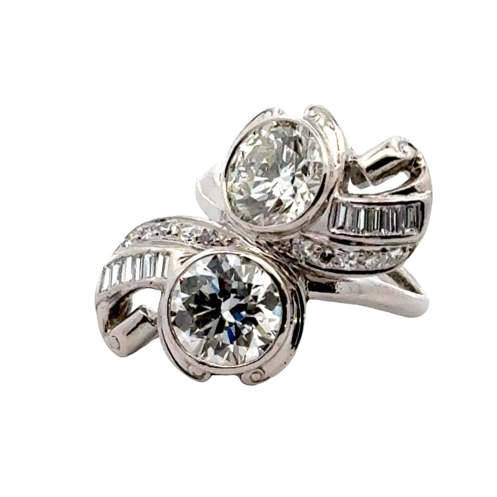 Art Deco Platinum Mounting Lab Grown Diamond Vintage Ring For Sale 1