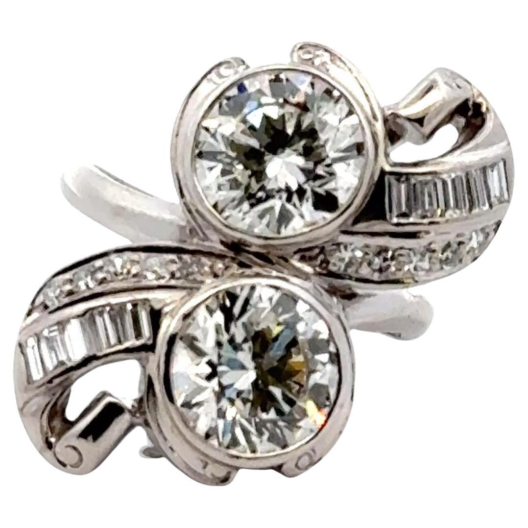 Art Deco Platinum Mounting Lab Grown Diamond Vintage Ring For Sale