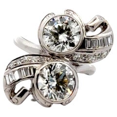 Art Deco Platinum Mounting Lab Grown Diamond Antique Ring