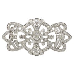 Art Deco Platinum Natural 4.00 Carat Old European Cut Diamond Brooch Pin