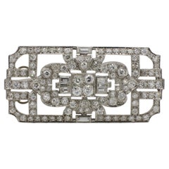 Art Deco Platinum Natural Old European Cut 5.50 Carat Diamond Brooch Pendant