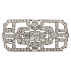 Art Deco Platinum Natural Old European Cut 5.50 Carat Diamond Brooch Pendant