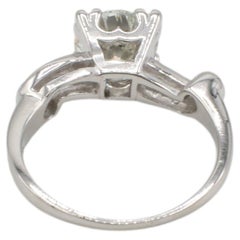 Art Deco Platinum Natural Old European Cut Diamond Engagement Ring
