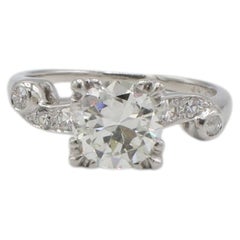 Art Deco Platinum Natural Old European Cut Diamond Engagement Ring