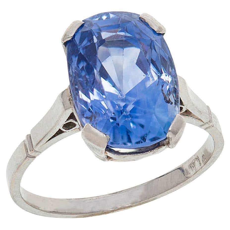 Art Deco Royal Blue Ceylon Sapphire Ring at 1stDibs