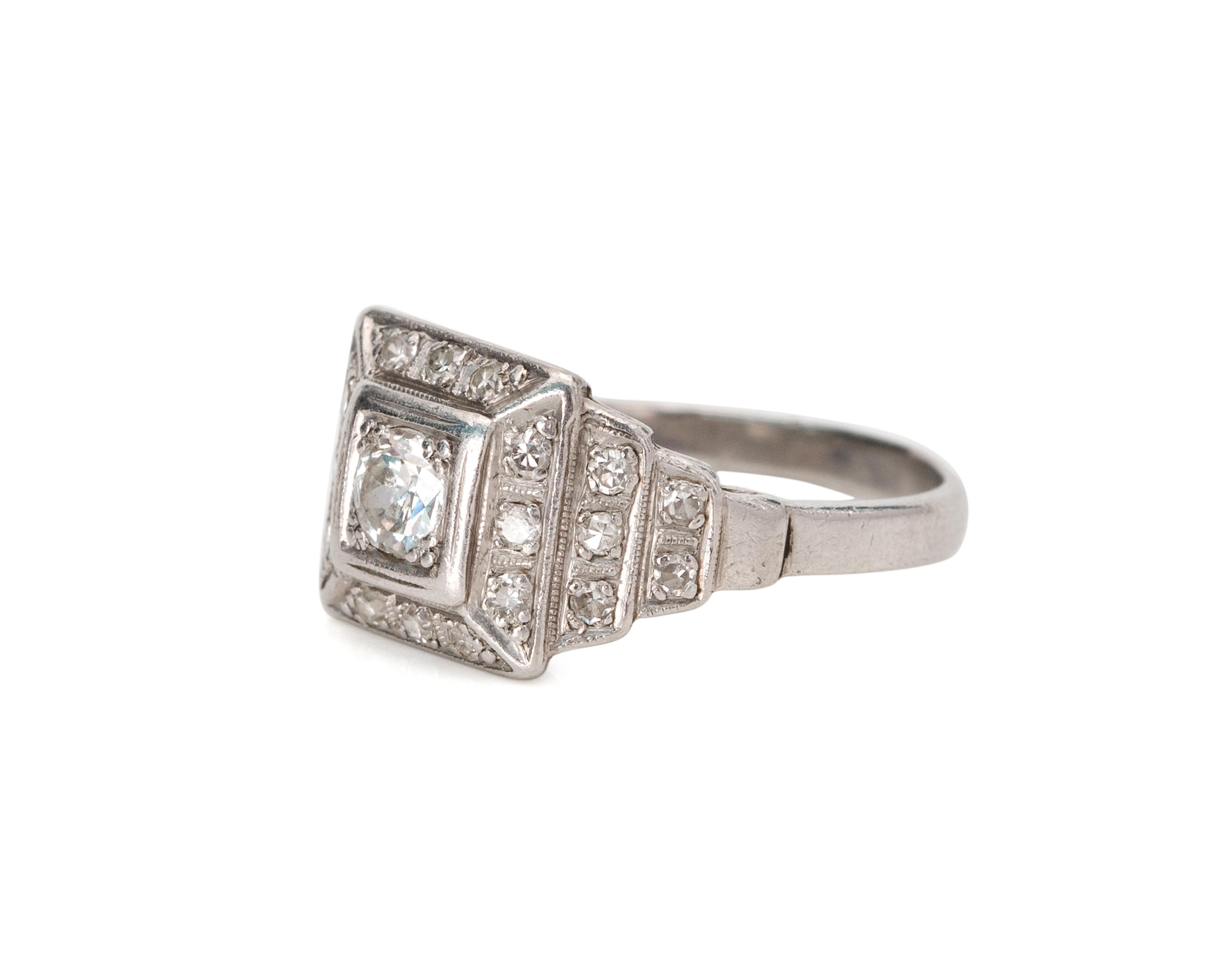 art deco square cut diamond ring