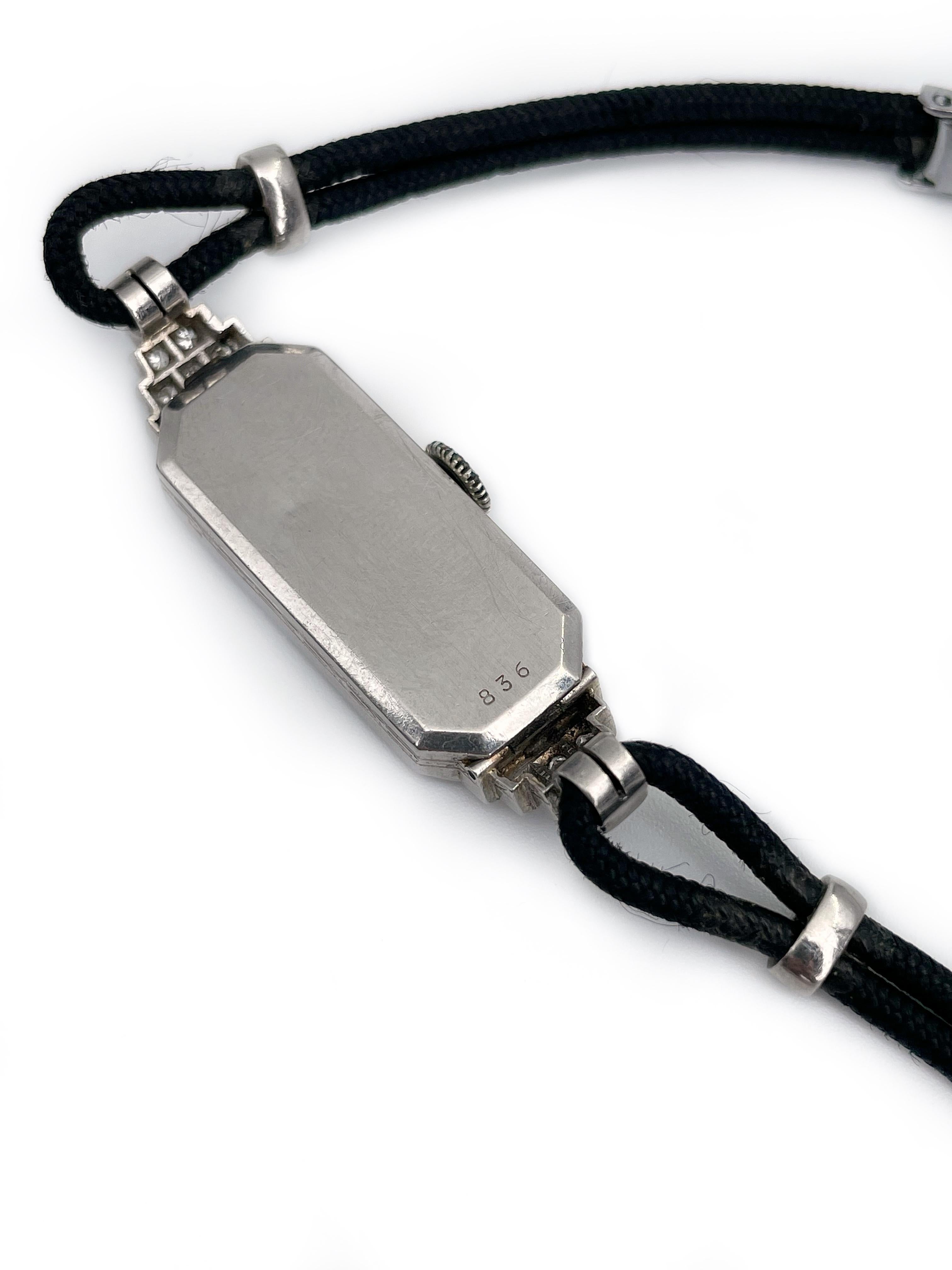 Old European Cut Art Deco Platinum Old Cut Diamond Rectangular Cocktail Wrist Watch