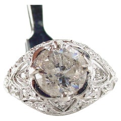 Art Deco Platinum Old European Cut 1.95 Ct Diamond Engagement Ring