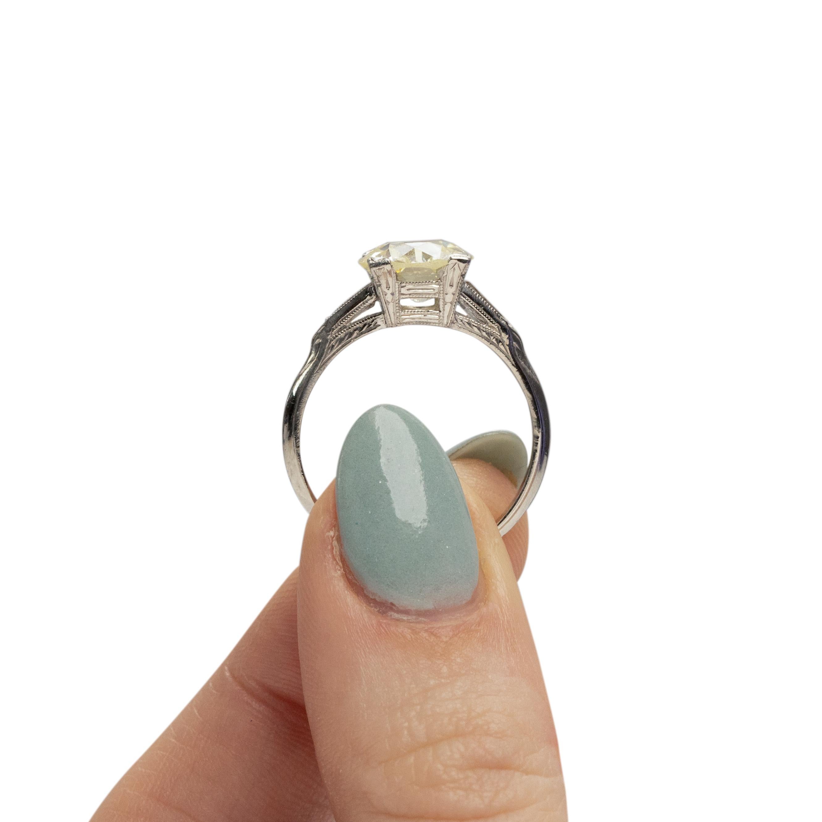 Women's or Men's Art Deco Platinum Old European Cut 2.52Ct Vintage Solitaire Engagement Ring 