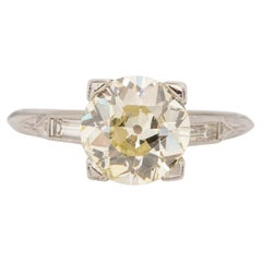 Art Deco Platinum Old European Cut 2.52Ct Vintage Solitaire Engagement Ring