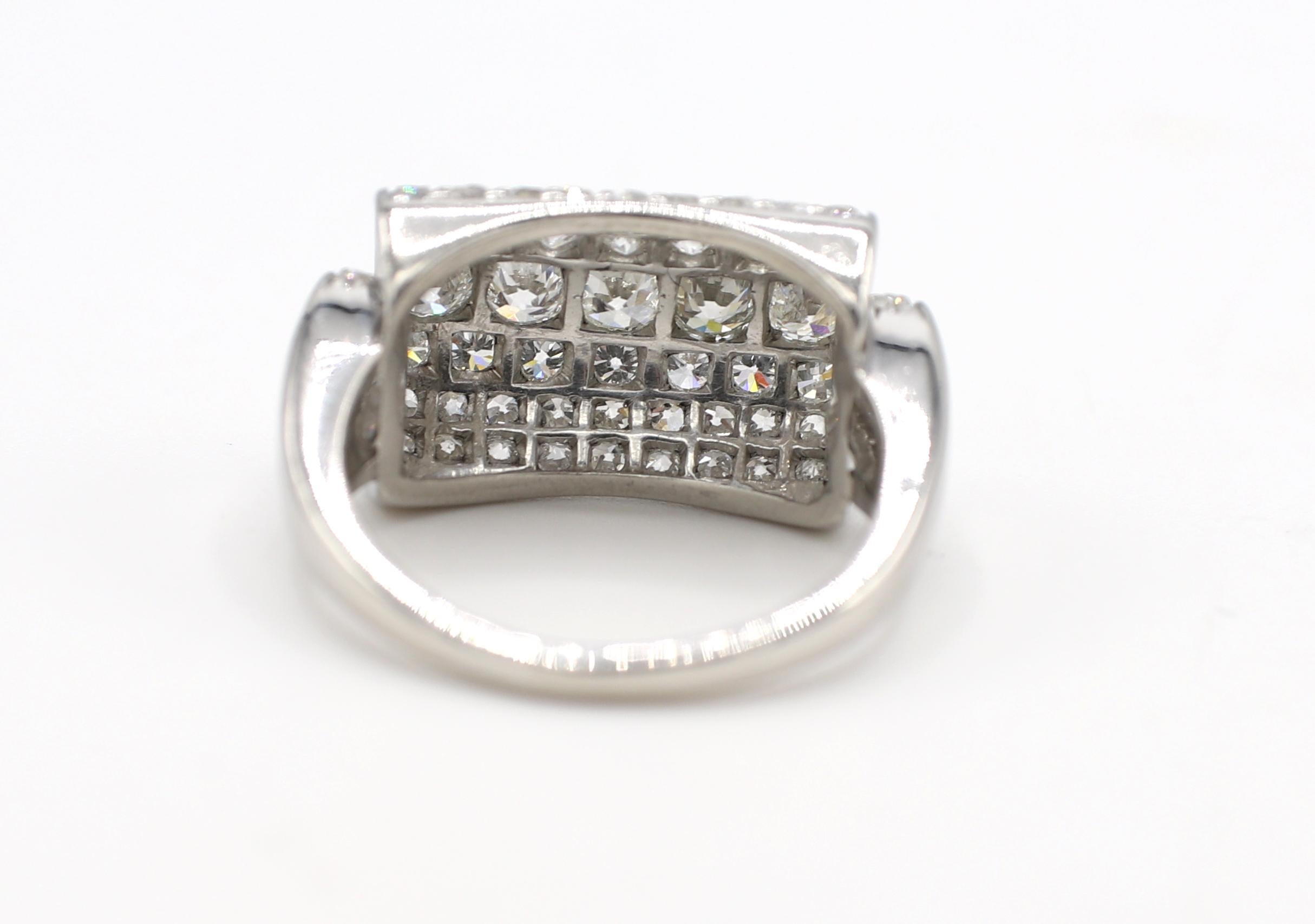 Women's Art Deco Platinum Old European Cut Diamond Dome Ring