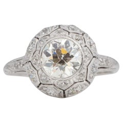 Art Deco Platinum Old European Cut Diamond Dome Style Statement/Engagement Ring
